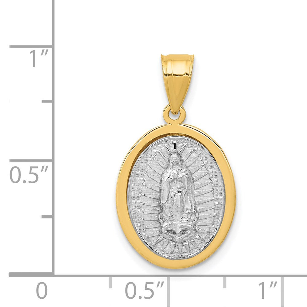 Anhänger „Jungfrau von Guadalupe" mit Relief aus 14K Zweifarbigem Gold