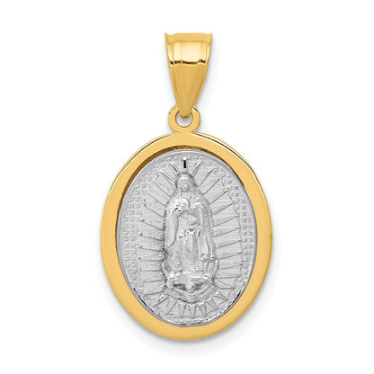 Anhänger „Jungfrau von Guadalupe" mit Relief aus 14K Zweifarbigem Gold