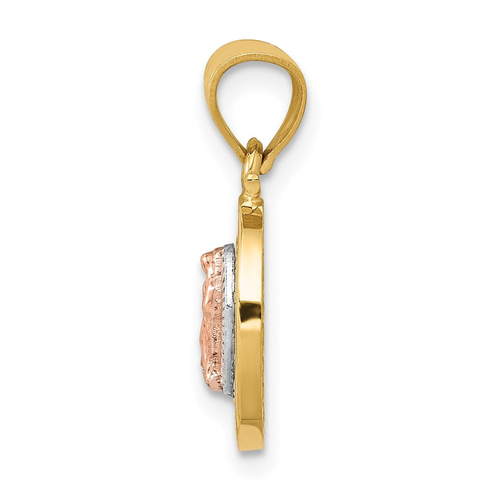 14K Bicolor mit Weiß Rhodium Diamantiert Zirkonia Damen Guadalupe Anhänger