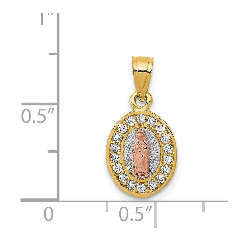 14K Bicolor mit Weiß Rhodium Diamantiert Zirkonia Damen Guadalupe Anhänger