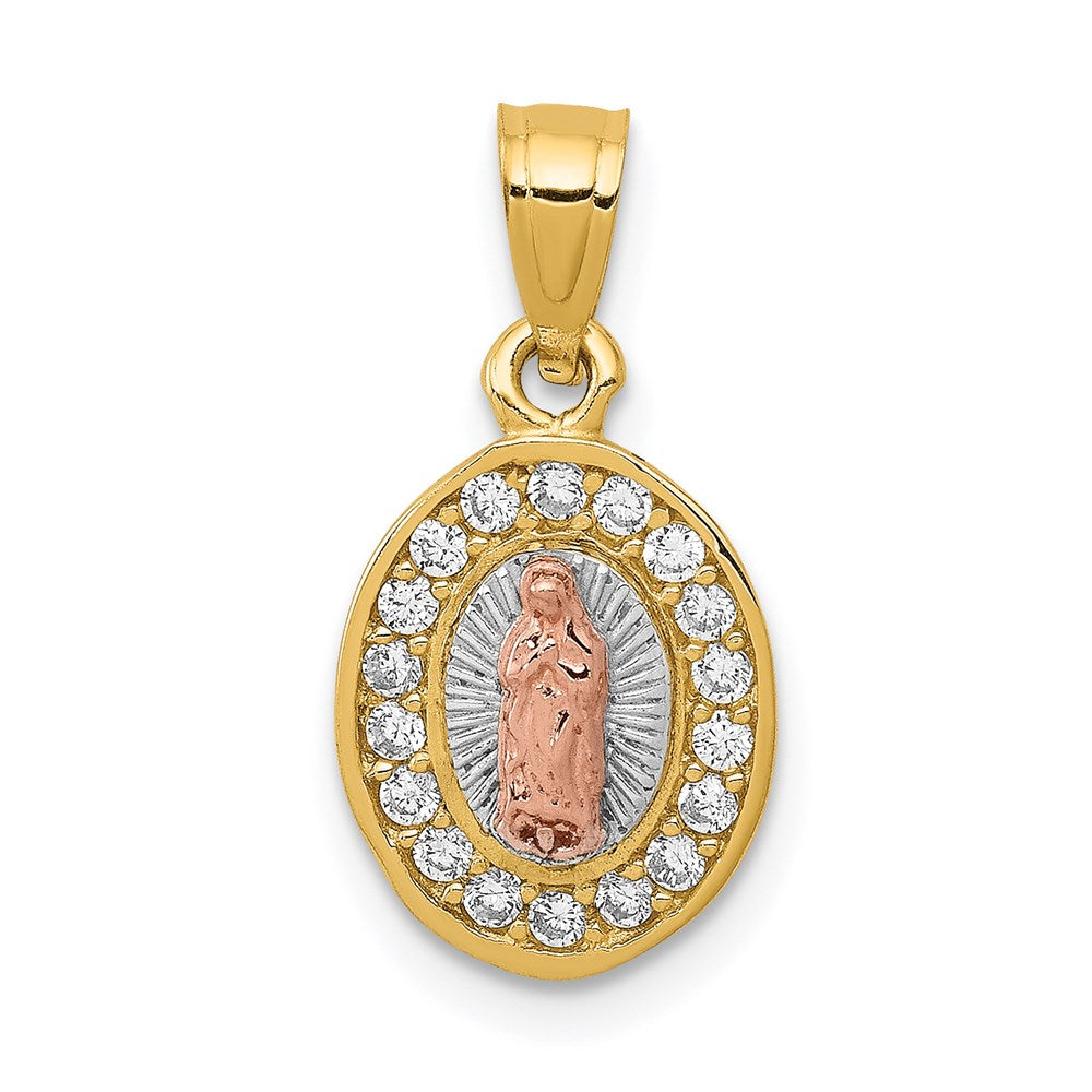 14K Bicolor mit Weiß Rhodium Diamantiert Zirkonia Damen Guadalupe Anhänger