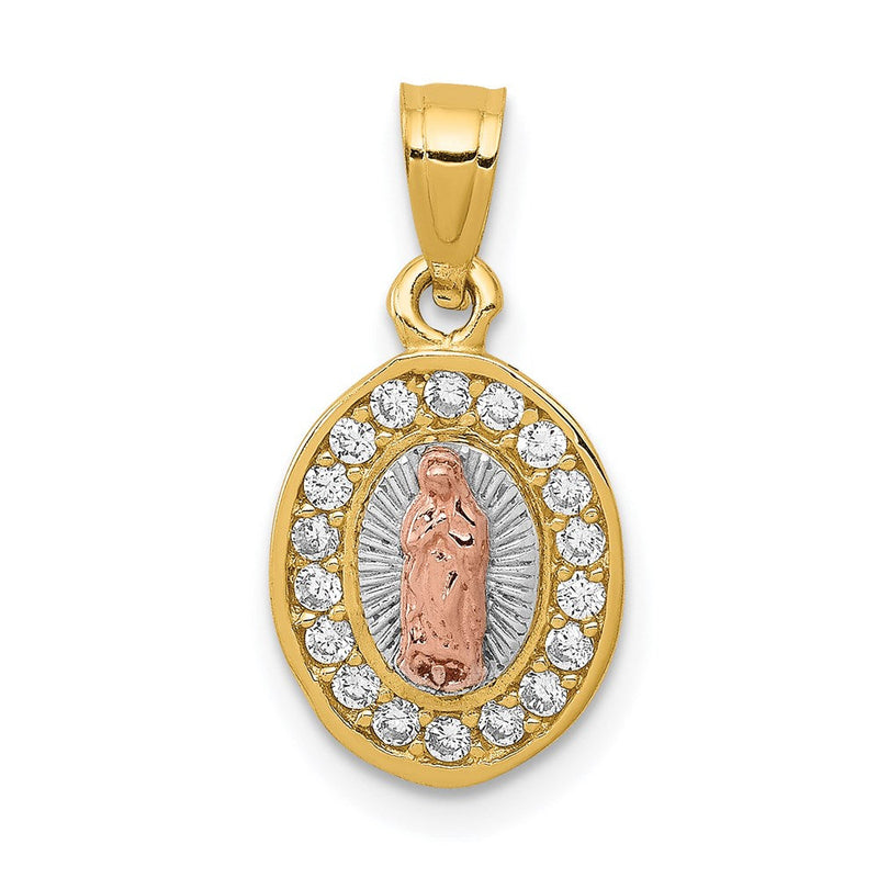 14K Bicolor mit Weiß Rhodium Diamantiert Zirkonia Damen Guadalupe Anhänger