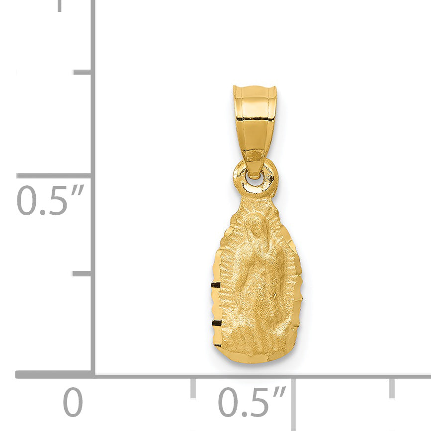 14K Gelbgold Satiniert & Diamantiert Our Damen Of Guadalupe Anhänger