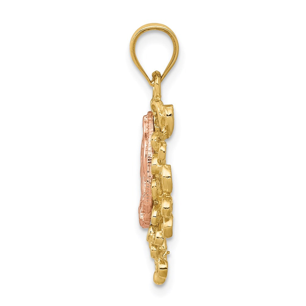 14K Bicolor Gold Polierter Unsere Liebe Frau von Guadalupe Anhänger