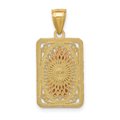 14K Bicolor-Gold (mit Weiß-Rhodium beschichtet) diamantiert Unsere Liebe Frau von Guadalupe-Anhänger