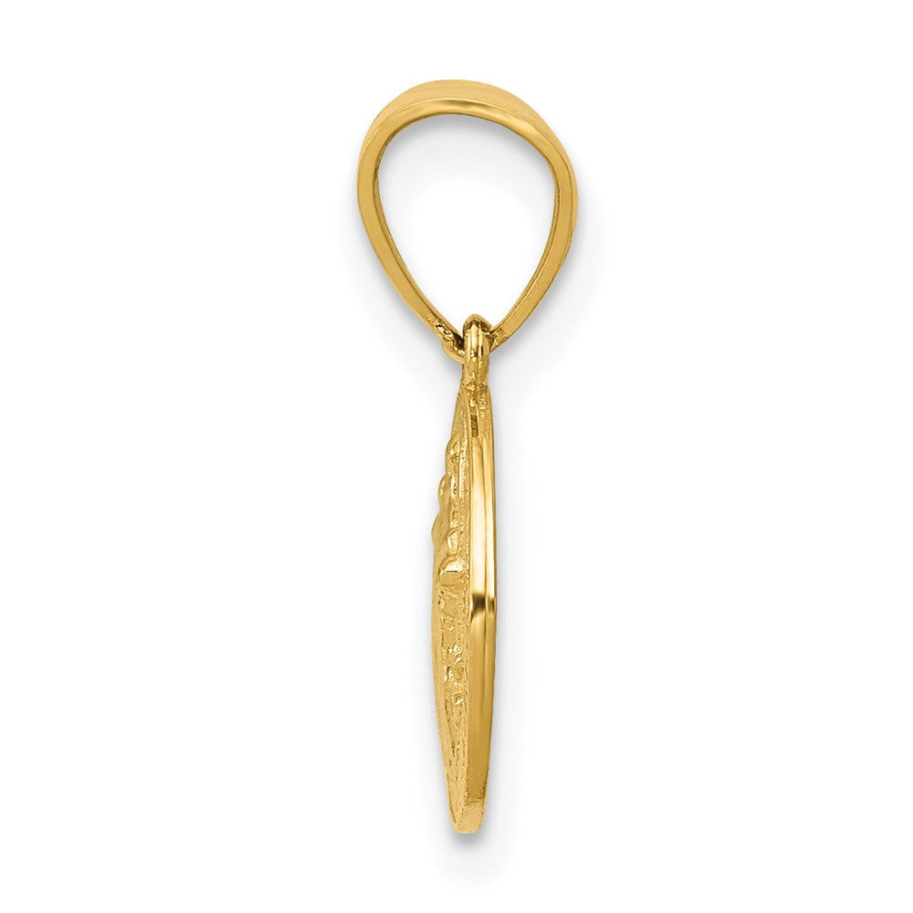 14K Gelbgold San Benito 2 Sided Rund Klein Anhänger