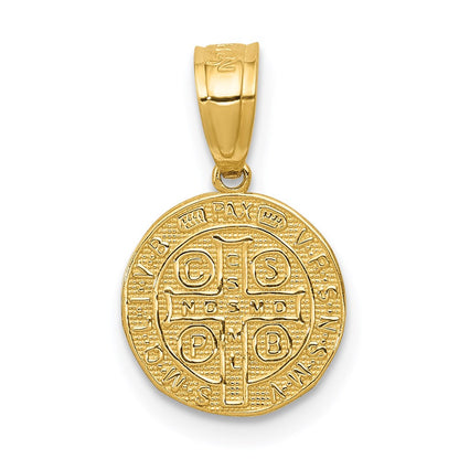 14K Gelbgold San Benito 2 Sided Rund Klein Anhänger