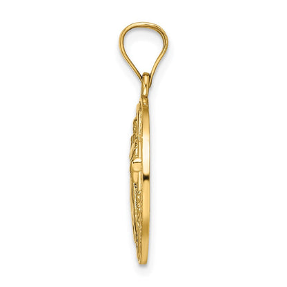 14K Gelbgold San Benito Anhänger, rund, zweiseitig