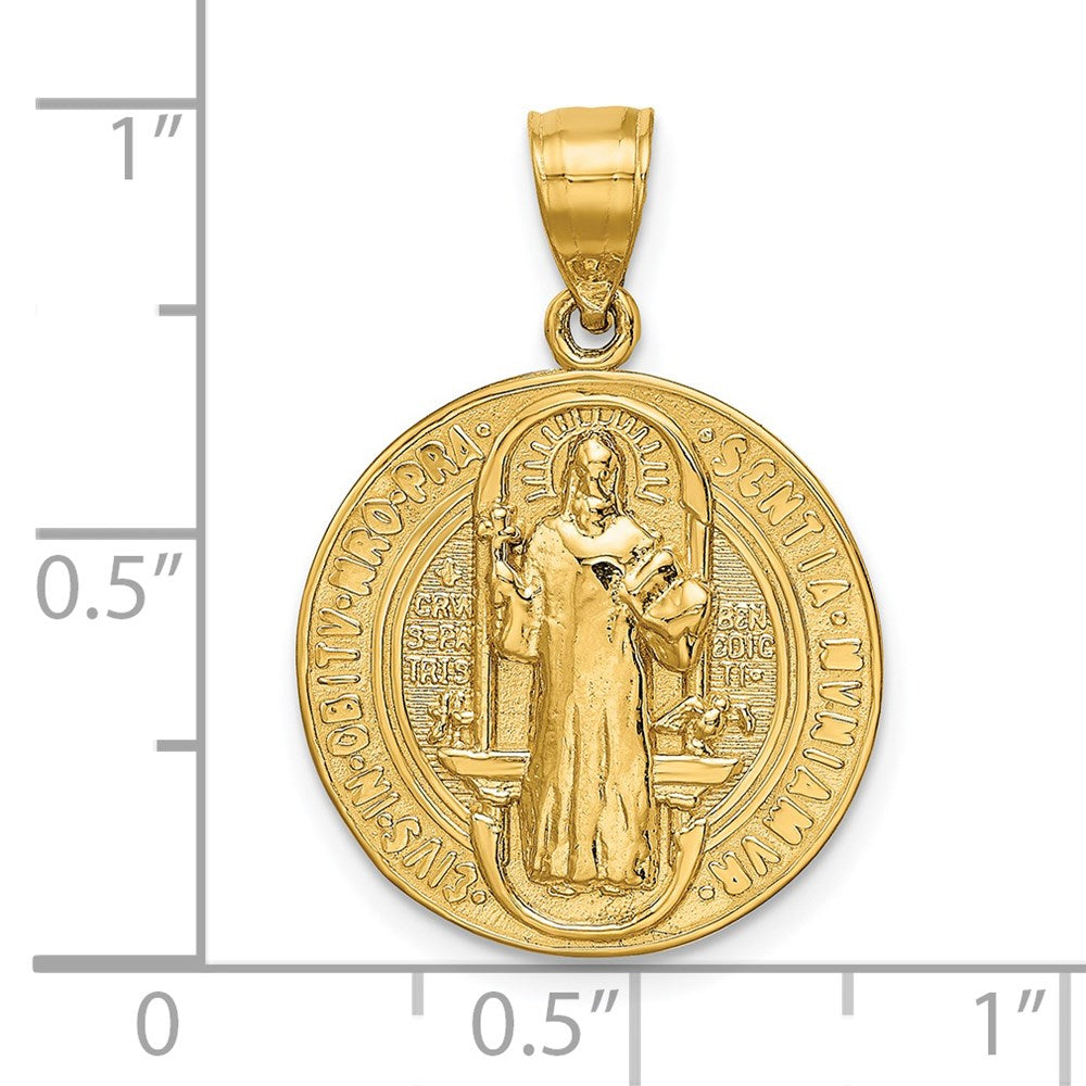 14K Gelbgold San Benito Anhänger, rund, zweiseitig