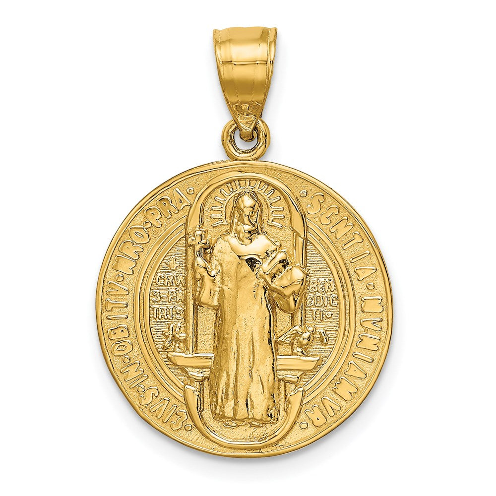 14K Gelbgold San Benito Anhänger, rund, zweiseitig