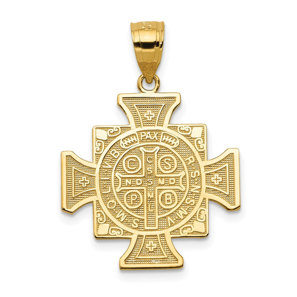 14 Karat Gelbgold San Benito Kreuzanhänger, zweiseitig