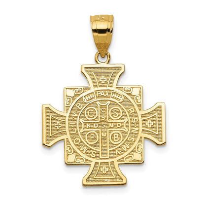 14 Karat Gelbgold San Benito Kreuzanhänger, zweiseitig