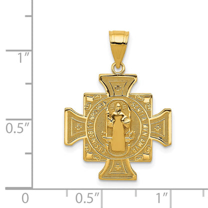 14 Karat Gelbgold San Benito Kreuzanhänger, zweiseitig