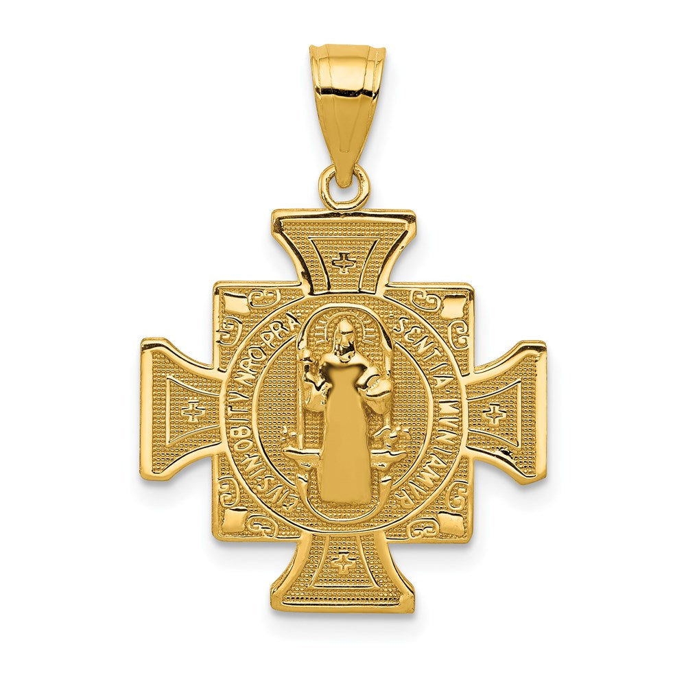 14 Karat Gelbgold San Benito Kreuzanhänger, zweiseitig