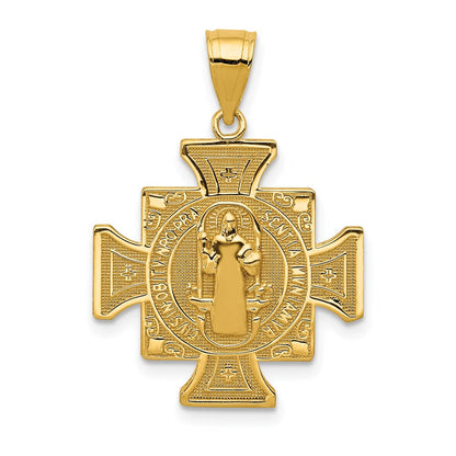 14 Karat Gelbgold San Benito Kreuzanhänger, zweiseitig