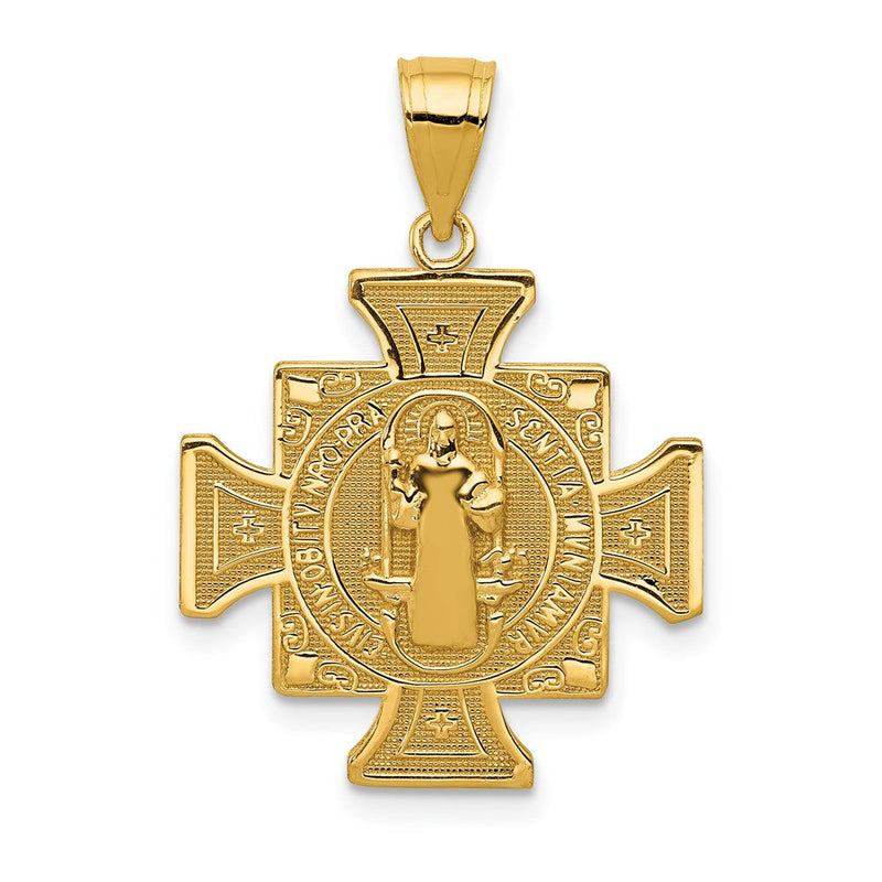 14 Karat Gelbgold San Benito Kreuzanhänger, zweiseitig