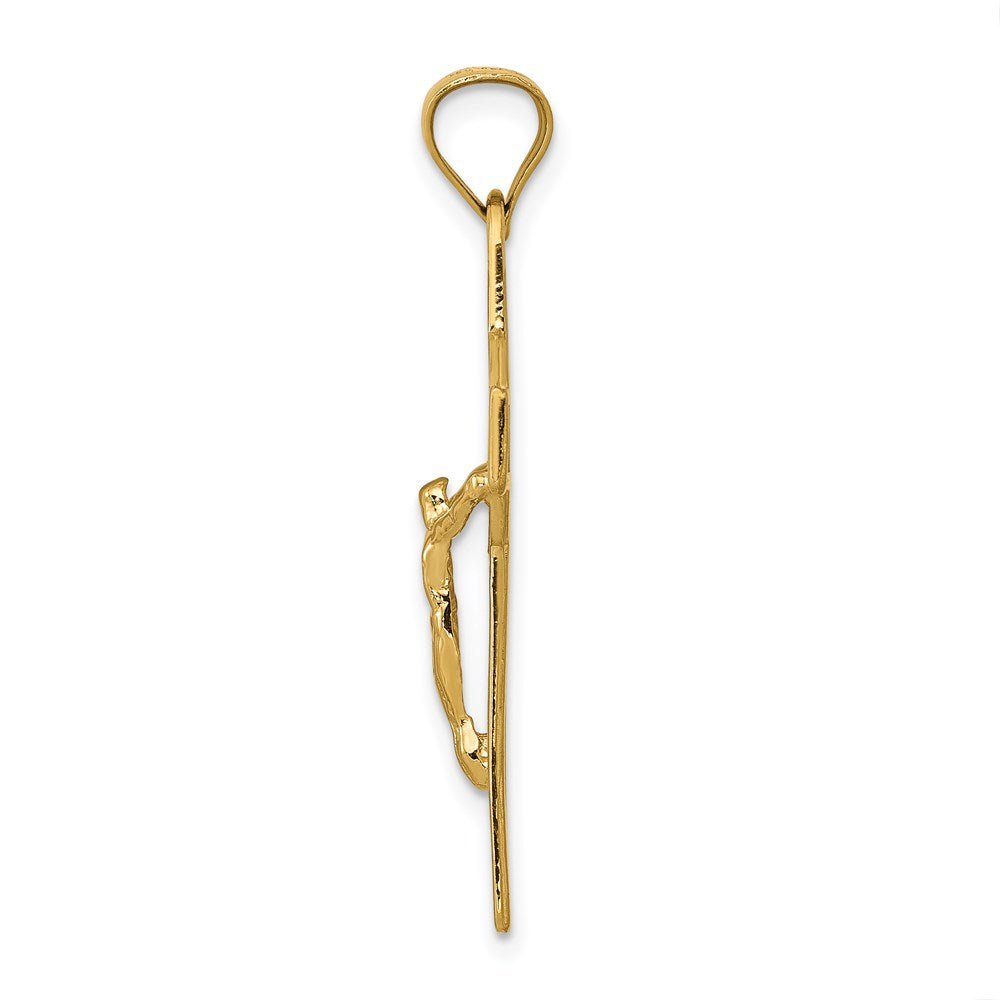 14k Gelbgold San-Benito-Kruzifix-Anhänger, beidseitig