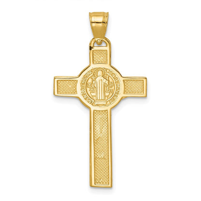 14k Gelbgold San-Benito-Kruzifix-Anhänger, beidseitig
