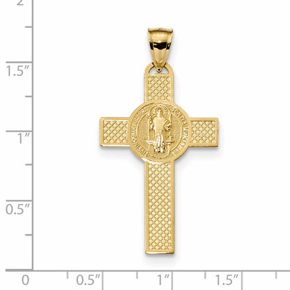 14K Gelbgold San Benito Zweiseitiges Kreuz-Anhänger
