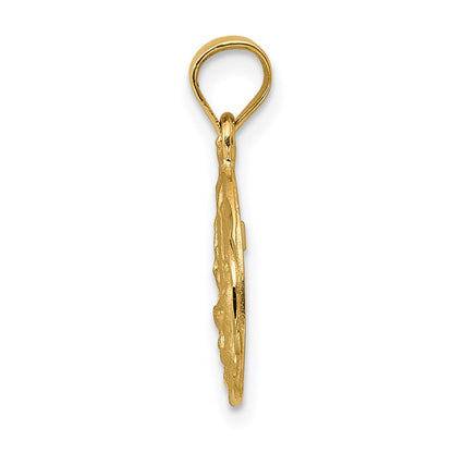 14K Gelbgold Satiniert / Diamantiert Taufe Anhänger