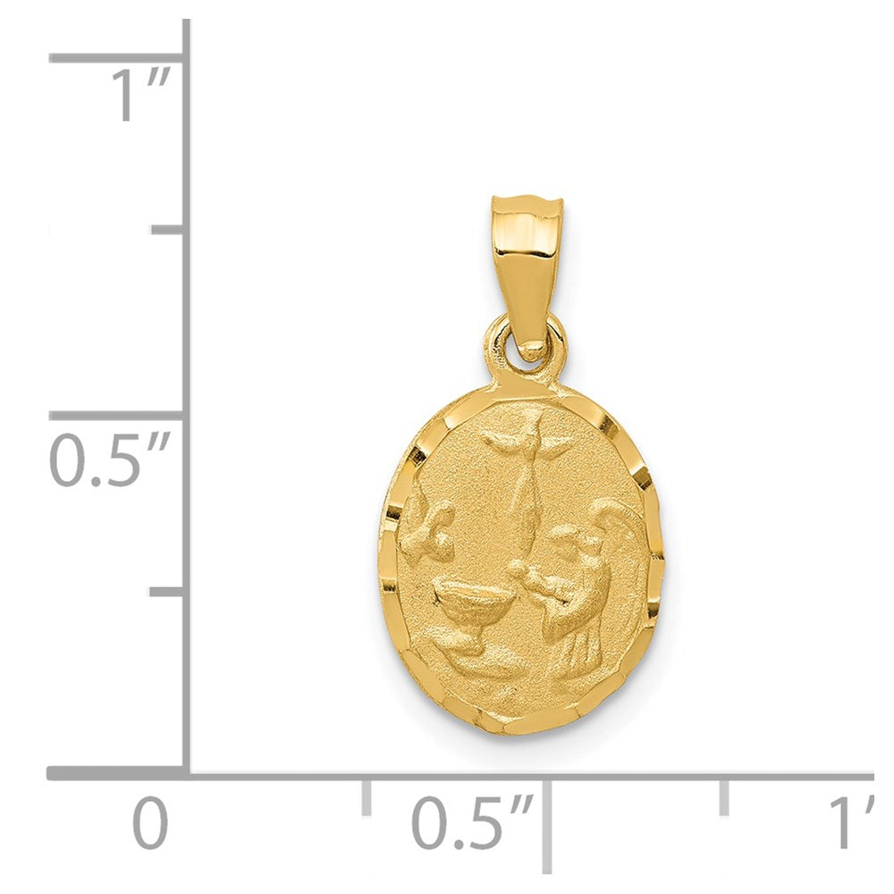 14K Gelbgold Satiniert / Diamantiert Taufe Anhänger