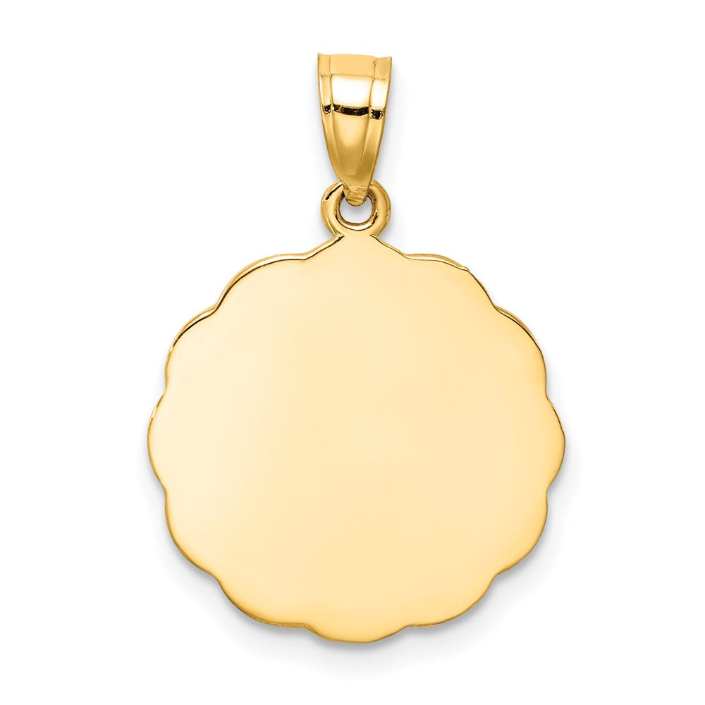 14K Gelb- und Rhodiumgold Taufanhänger mit Weiß- und Rosé-Rhodinierung