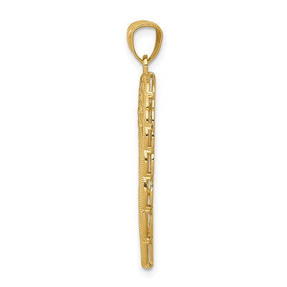 14K Gelb & Rhodium mit Poliert Zwei Level Engel Flügel Anhänger