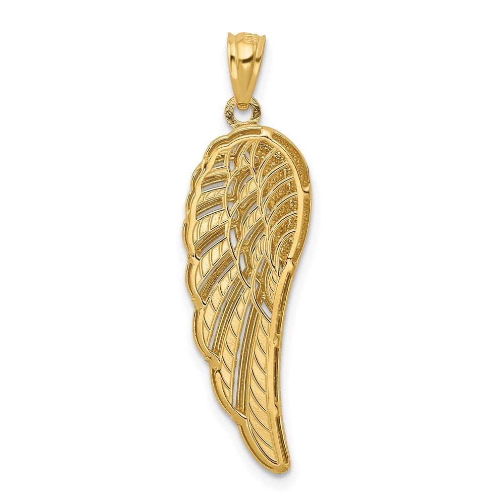 14K Gelb & Rhodium mit Poliert Zwei Level Engel Flügel Anhänger