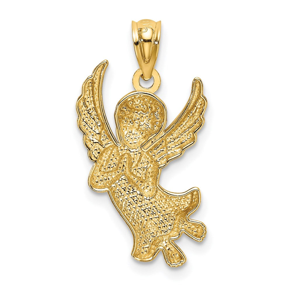 14K Gelb & Rhodium mit Rhodium Diamantiert Betend Engel Anhänger