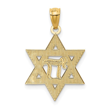 14K Gelb & Rhodium mit Rhodium Stern Of David mit Chai Anhänger