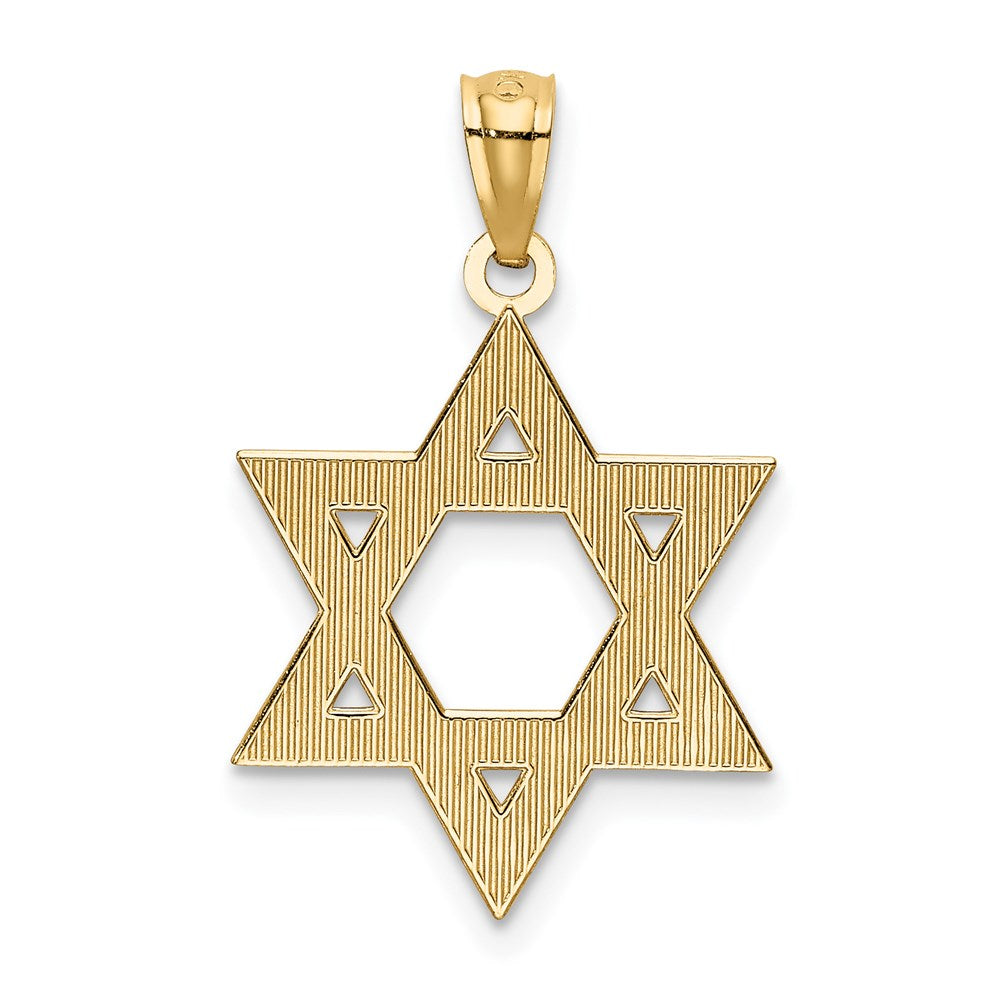 14K Gelbgold Diamantiert Poliert Stern Of David Anhänger