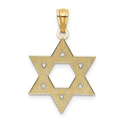 14K Gelbgold Diamantiert Poliert Stern Of David Anhänger