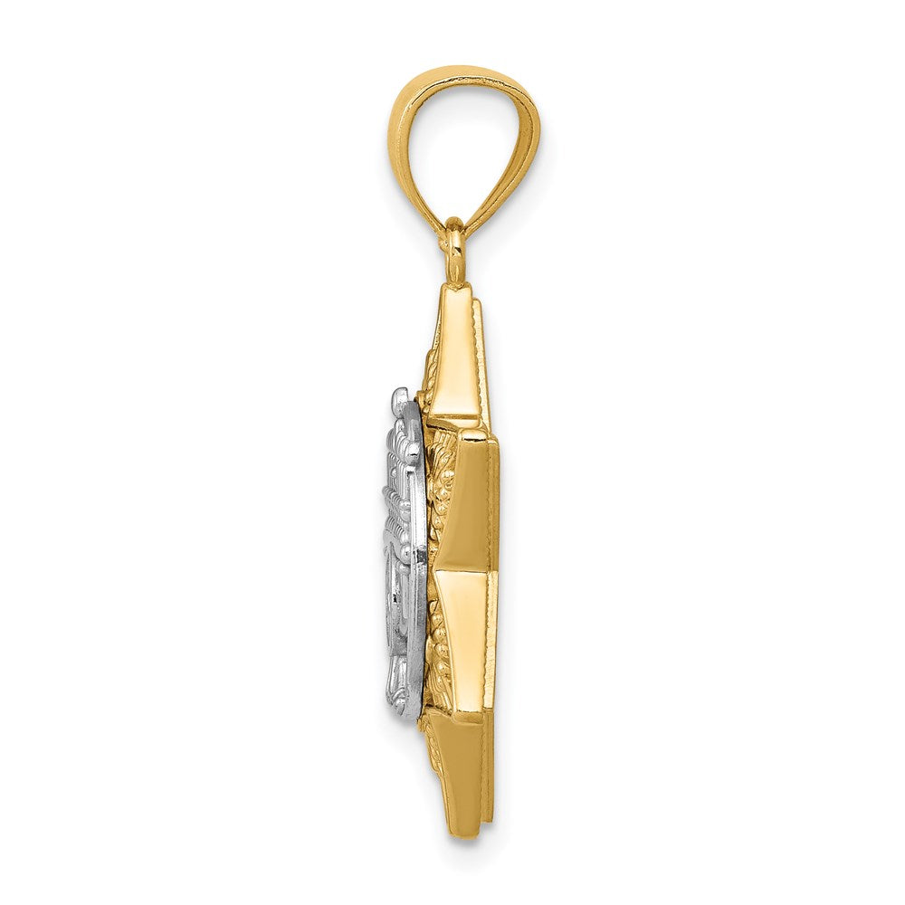 14K Bicolor Gold Anhänger "Davidstern und Menora" Bicolor Gold
