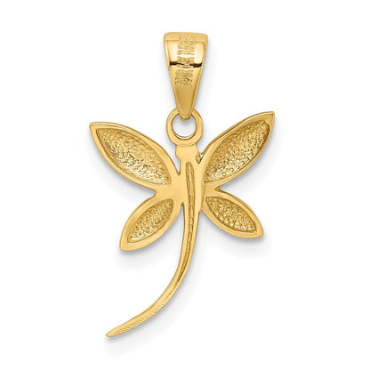 14K Gelb & Rhodium mit Rhodium Diamantiert und Poliert Libelle Anhänger