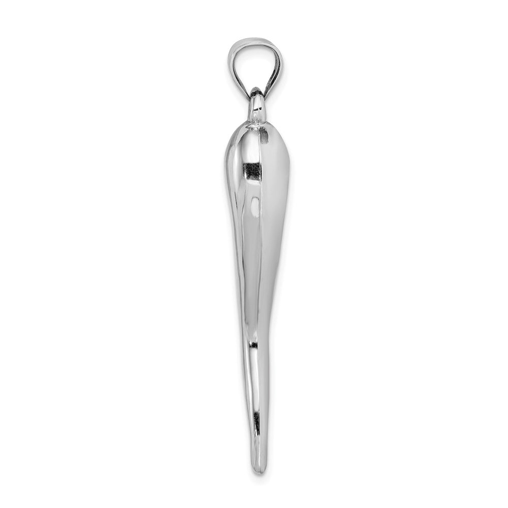 14K Weißgold Hohl 3d Italienisch Horn Anhänger