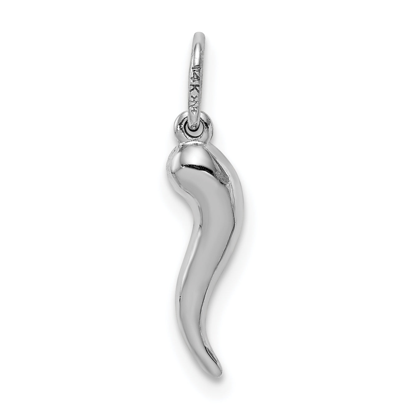14K Weißgold Hohl Italienisch Horn Anhänger