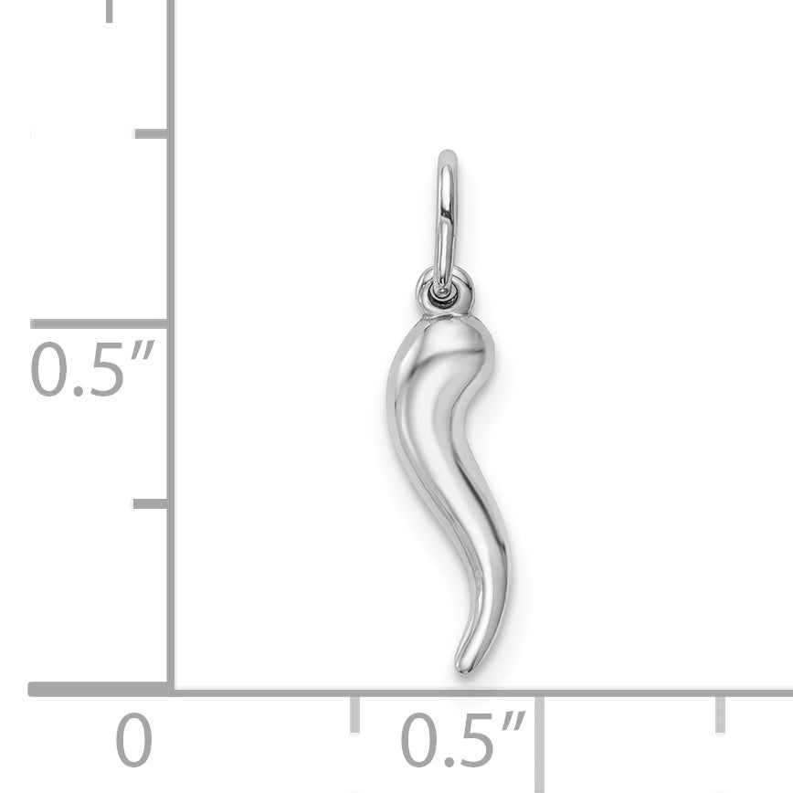 14K Weißgold Hohl Italienisch Horn Anhänger