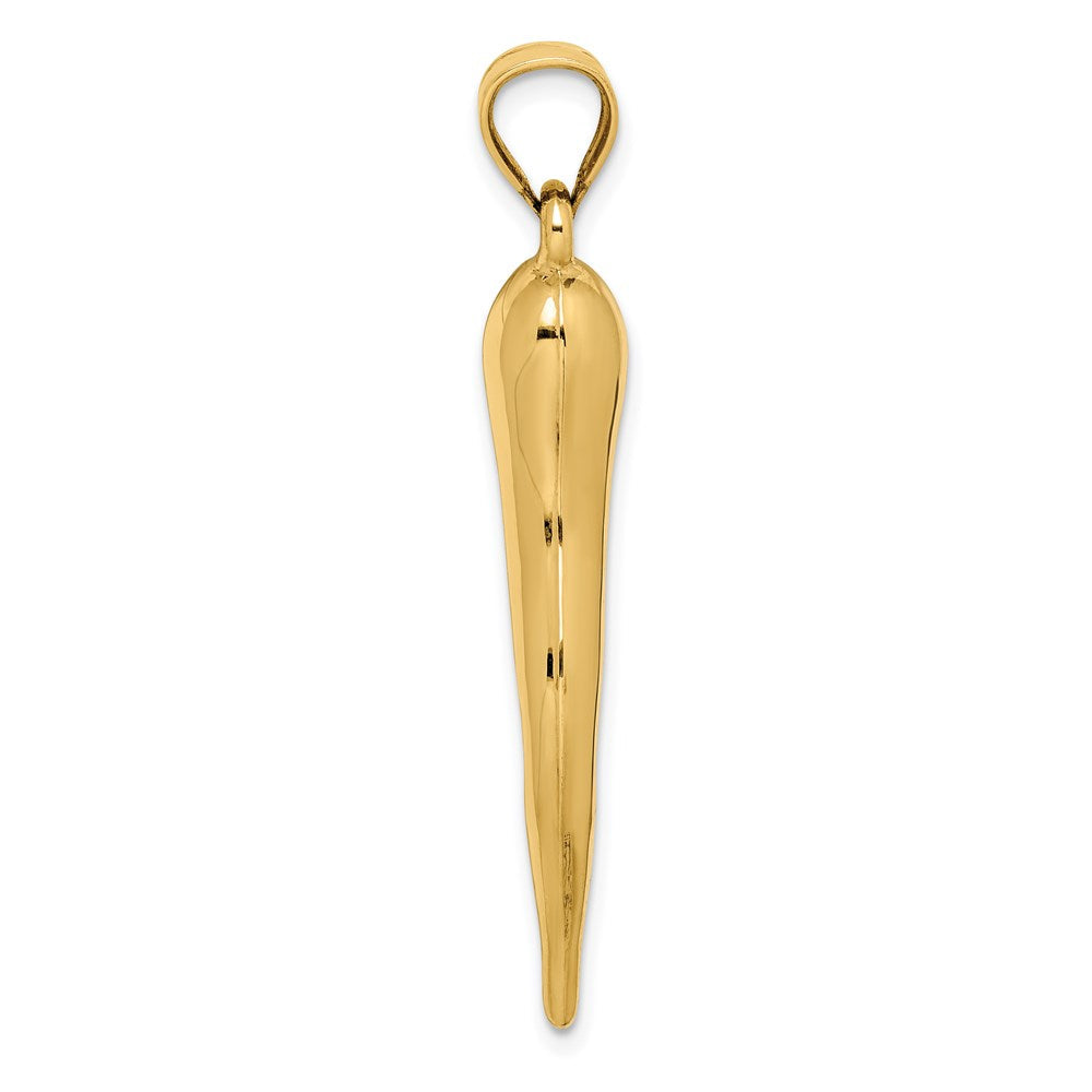 14K Gelbgold Hohl 3d Italienisch Horn Anhänger