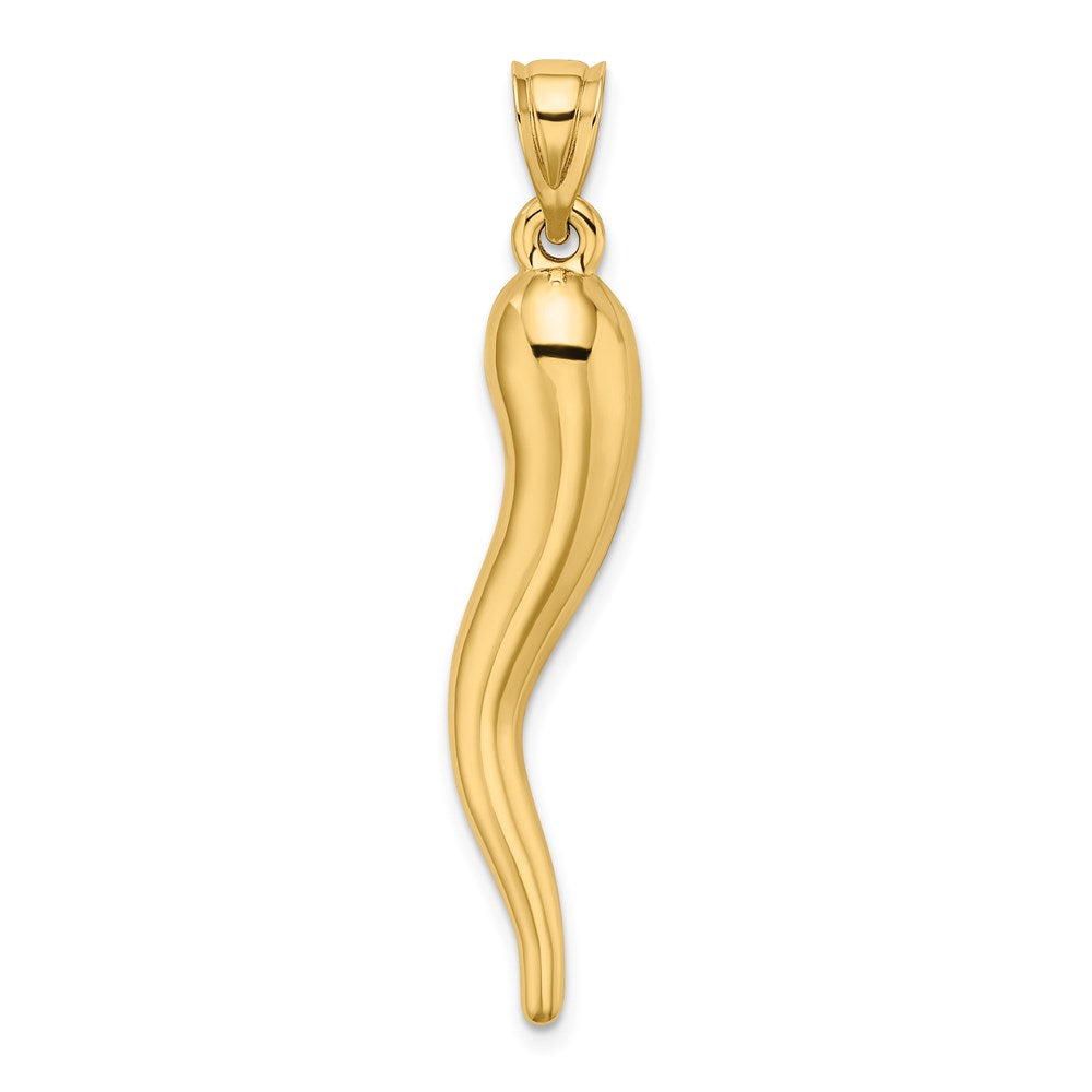 14K Gelbgold Hohl 3d Italienisch Horn Anhänger