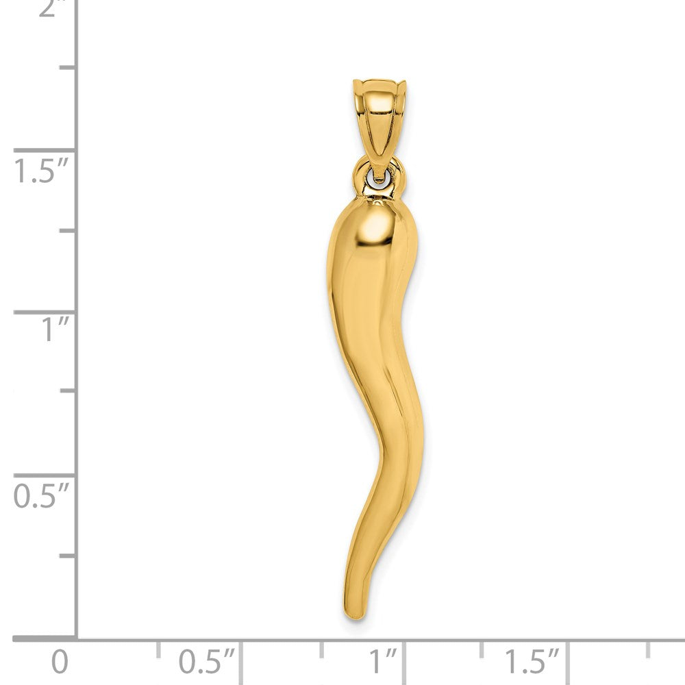 14K Gelbgold Hohl 3d Italienisch Horn Anhänger
