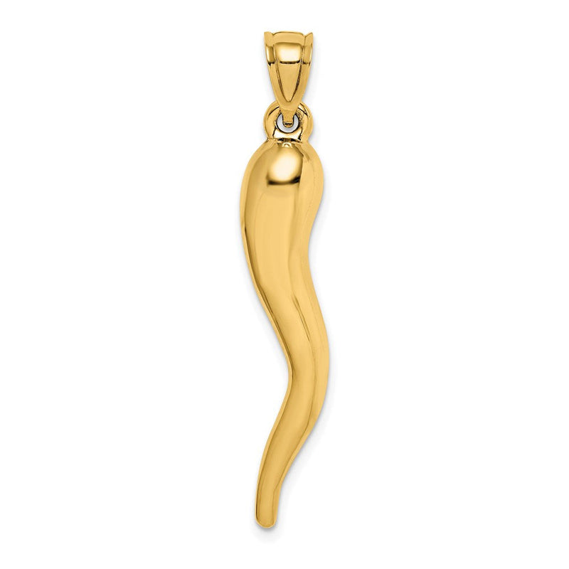 14K Gelbgold Hohl 3d Italienisch Horn Anhänger
