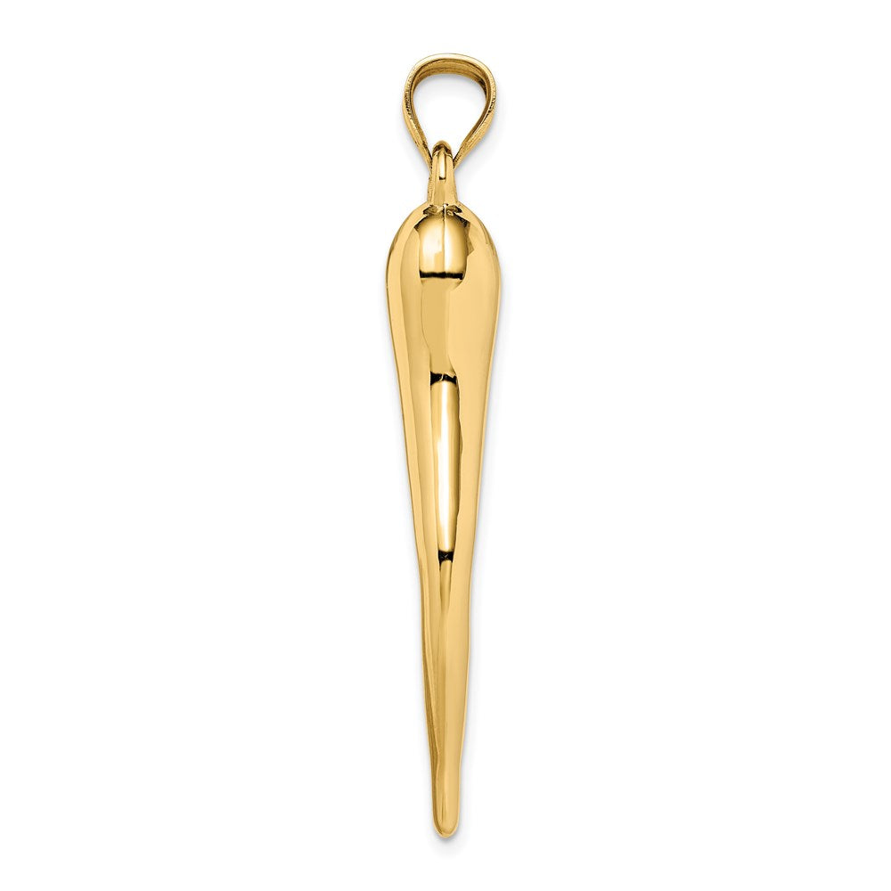 14K Gelbgold Hohl 3d Italienisch Horn Anhänger