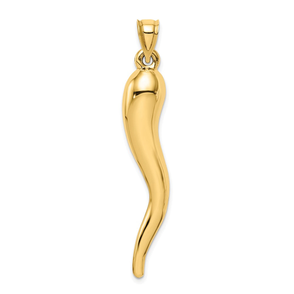 14K Gelbgold Hohl 3d Italienisch Horn Anhänger
