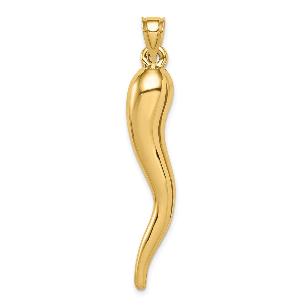 14K Gelbgold Hohl 3d Italienisch Horn Anhänger