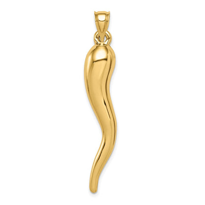 14K Gelbgold Hohl 3d Italienisch Horn Anhänger