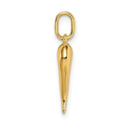 14K Gelbgold Hohl Italienisch Horn Anhänger