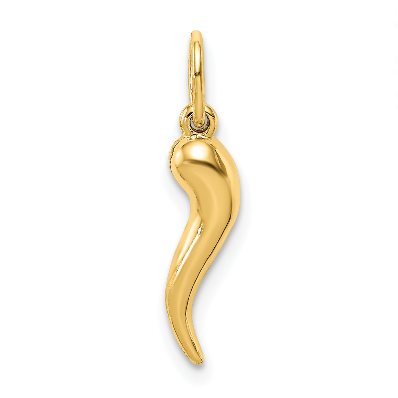 14K Gelbgold Hohl Italienisch Horn Anhänger