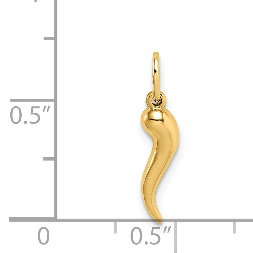 14K Gelbgold Hohl Italienisch Horn Anhänger