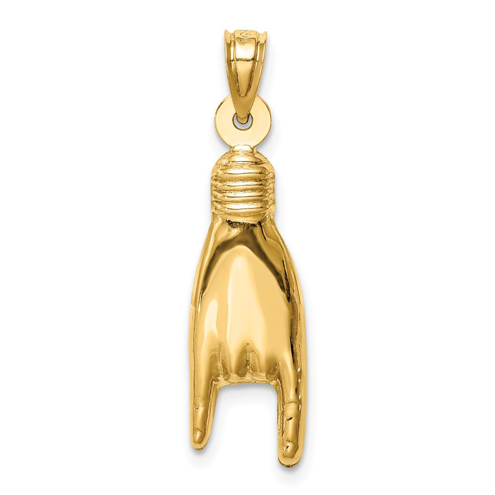 14K Gelbgold 3d Hohl Rock auf Zeichen Charm