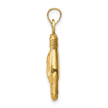 14K Gelbgold 3d Hohl Rock auf Zeichen Charm